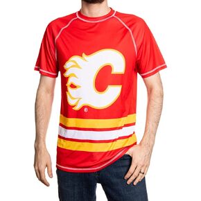 NHL Mens Performance Quick Dry Moisture Wicking Rash Guard Short Sleeve Shirt