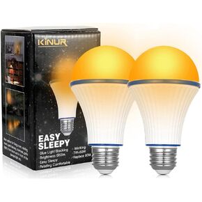 2 Pack LED Amber Light Bulbs,7W A19 1800K Warm Light Bulbs for Sleep Light Bulb,Blue Light Blocking Light Bulbs 60 Watt Equivalent for Healthy Sleep and Baby Nursery Light 2 Pack