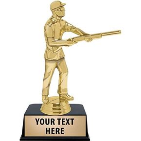 Crown Awards Skeet Shooting Trophies with Custom Engraving, 6" Personalized Skeet Shooter Male Trophy On Black Base Prime