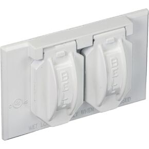 Hubbell-Raco 5180-1 2-Hole Weatherproof Device Cover, 4-9/16 in L X 2-13/16 in W X 1 in T, White