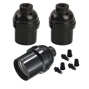 Keyless Medium Base Vintage Socket,Black Bakelite Socket E26/E27 Vintage Screw Bulbs Edison Ceiling Retro Pendant Lamp Holder (3-Pack, Without Switch)