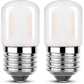 Genixgreen Low Watt Light Bulb, Frosted LED Night Light Bulb 15W Equivalent,T28 1.5 Watt Tiny LED Fridge Bulb Decorative E26 Edison Bulb,Warm White 2700k, CRI 90+, 80LM, Pack of 2