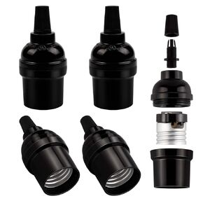 DiCUNO E26 Vintage Lamp Socket, UL-Listed, Edison Bulb Pendant Light Sockets Replacement, Retro Black Lampholder for Light Fixture Parts, DIY, Industrial, Pipe, Decorative Lighting, 4 Packs