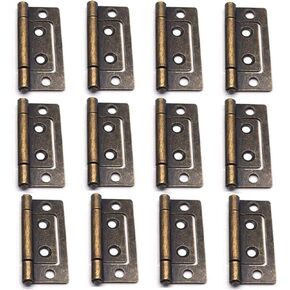 2-Inch Antique Cabinet Hinges Bronze Hinge Non-Mortise Interior Door Hinges, Pack of 6