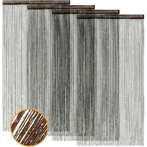 4 Pieces Glitter String Curtains Doorway Beads Curtains, 39 x 79 Inch Hanging Fringe Hippie Room Divider Door String Curtain Boho Doors Tassel for Doorways, Windows, Closet, Privacy Decor (Coffee)