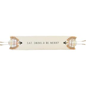 Mud Pie Thanksgiving Turkey Leg Table Runner, Cream, 70" x 14.5"