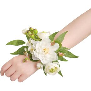 White & Ivory Wrist Corsages for Wedding, Corsages for Prom, Mother of Bride and Groom, Prom Flowers