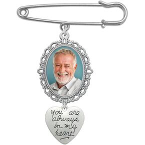 Wedding Bouquet Memorial Picture Charm Pin for Bridal Bouquet You are Always in My Heart for Walking Down the Aisle Easy to Make with Photo Resizer