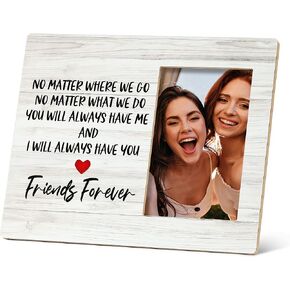 Friends Forever Picture Frame, Best Friend 10×8 inch Wooden Tabletop Photo Frame for Women Girls,Friendship Gifts for Women Friends Female BFF Bestie,Going Away Gifts for Friends