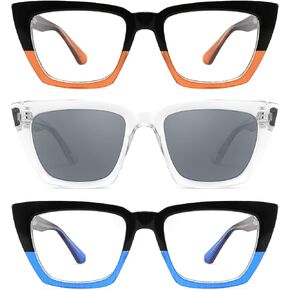 3 Pack Oversized Reading Glasses for Women Stylish Cat Eye Computer Readers