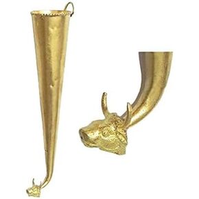 Pure Brass Gaumukhi Gaumukhi Shringi Shring Shrungi for Puja Rudrabhishek Abhishekam patra Bathing Pot for Hindu Pooja God (10" inch) Brass Shringi Singi | Abhishek Patra | Abhishekam Stand for God