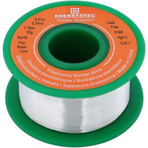 Ultra-Thin Solder Wire 0.01in (0.3mm) Rosin Core Flux 2.5, Lead Free Solder Wire Sn99 Ag0.3 Cu0.7 Flow 50g Electronics Soldering Electric Solder