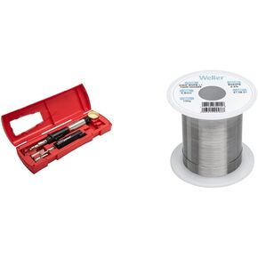 Weller PSI100K Super-Pro Self-Igniting Cordless Butane Soldering Iron Kit with Weller Solder Wire, Dia: 0.5 mm / 0.020 in, Wt: 100 g / 3.527 oz, Alloy Sn60Pb40, Flux content 2.2%