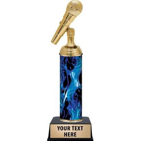 Personalized Microphone Trophy, 10.5" Blue Microphone Trophy Award, Customize Now Prime