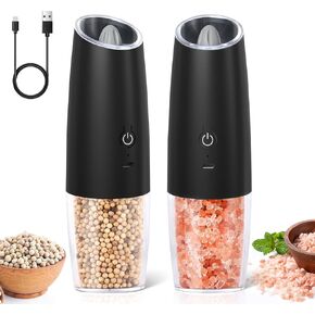 innhom Gravity Electric Salt and Pepper Grinder Set Salt Grinder Pepper Mill Automatic Salt and Pepper Grinder Set with Adjustable Coarseness USB Rechargable, 2 Pack in Kuwait