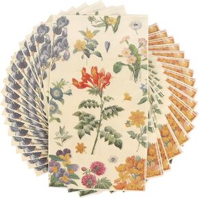 Floral Paper Napkins for Plates-60pcs Disposable Flower Guest Long Napkins for Party/Wedding/Birthday/Bathroom Decorations (Pink)