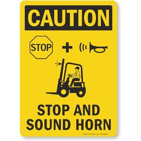 SmartSign "Caution - Stop And Sound Horn" Sign | 10" x 14" Plastic