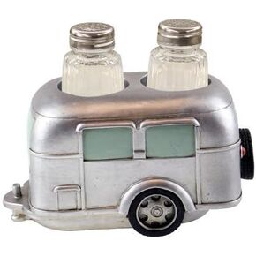 Salt Pepper Shaker Set, Air Stream Trailer Camper RV, 9-inch, Kitchen Decor