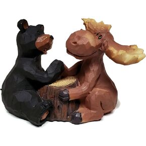 Bear and Moose Arm Wrestling Decorative Figurine, Multicolor in Saudi Arabia
