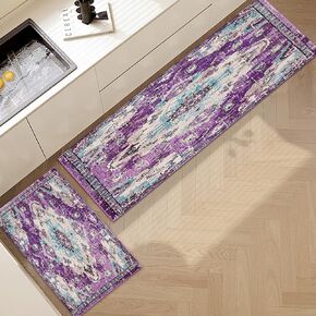Kitchen Mats for Floor,Abstract WhiteBlack Collection Area Rug for Anti Fatigue Kitchen Rugs Sets of 2, Non-Slip Washable Bathroom Rugs Runner Rug Door Mat,17.5"x30"+17.5"x59"