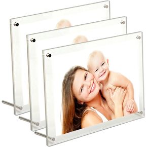 Acrylic Photo Frame 4x6 inch Brackets Or Hanging Picture Frames,File Certificate Photo Frame Wall Mount Floating and Desktop Photo Frame