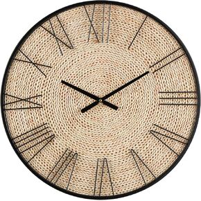 Deco 79 Dried Plant Coiled Wall Clock with Black Metal Frame, 24" x 2" x 24", Brown in Saudi Arabia