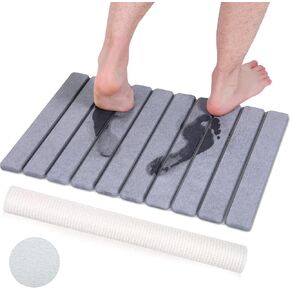 سجادة حمام حجرية قابلة للدوران، سجادة حمام أرضية دياتومي، سجادة حمام سريعة الجفاف، سجادة حمام رمادية غير قابلة للانزلاق، حصيرة حمام فائقة الامتصاص لحوض الاستحمام وحوض الاستحمام وأرضية المطبخ، 15 × 23 بوصة in Kuwait