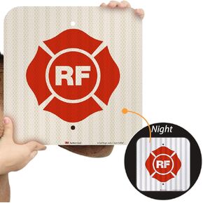 SmartSign - K-9128-HI-12x12-63M "RF" Roof Floor Truss Construction Sign | 12" x 12" 3M High Intensity Grade Reflective Aluminum Red on White