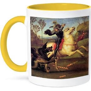 3dRose St. George And The Dragon By Raphael Mug, 11 oz, Red