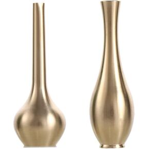 2PCS Gold Metal Decorative Bottles Vintage Elegant Flower Arrangement Art Mini Vases Home Decoration Living Room Decoration Antique Vases