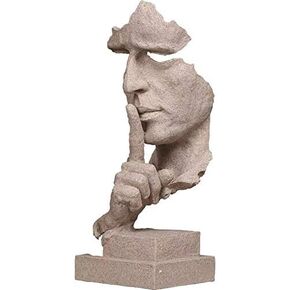 Nice purchase Resin Silence is Gold People Shush Statues Sculptures Creative Room Cabinet Home Office Decoration Art Ornaments Thinker Statues Decoration Figurine Sculptures Abstract (Gray Black)
