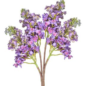 22" Artificial Lilac Flower Branch Real Touch Gradient Purple Fake Delphinium Antirrhinum Stem Flower for Wedding Bouquet Table Centerpieces Vase Floral Arrangement Home Decoration 2Pcs