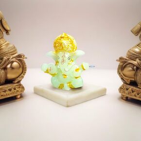 Ganesh Statue Sculpture for Car Dashboard, Home, Temple Décor | Indian God | 2 X 2.3 Inch | Resin | Ganesha Idol Figurine - Ganesha Festival Decoration (Nyon Ganesha)