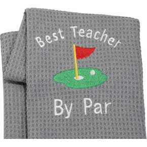 LEVLO Golf Coach Teacher Appreciation Gift Best Teacher by Par Embroidered Golf Towel Gift Golf Towel with Clip (Best Teacher)