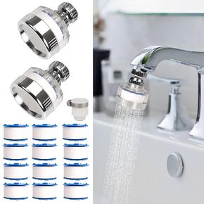 15Pcs Sink Water Filter Faucetz,360° Rotating Fauc Filters Purifier Kitchen Tap Filtration Removes Chlorine Fluoride Heavy Metals Hard Water,Bathroom Faucet Filter for Home & Kitchen