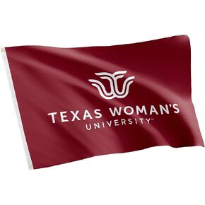Texas Woman's University Flag TWU Pioneers Flags Banners 100% Polyester Indoor Outdoor 3x5 (Style 1)