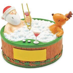 Cape Shore Santa and Reindeer Relaxing in Hot Tub Christmas Holiday Ornament