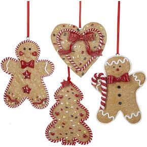 Kurt Adler D1194 3.4"Gingerbread Men/Tree/Heart - 4 Assorted Set