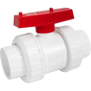 1" Valve True Union Ball Valve with Full Port White & Red ASTM SOCKET Rated at 150 PSI