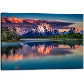 Banff Canvas Art Prints Moraine Lake Wall Art Colorado Mountain Artwork Pictures Modern National Park Scenery Poster Stretched and Framed for Living Room Decor 12x16inch