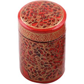 حامل مسواك مصنوع يدويًا من الورق من NOVICA مصنوع يدويًا باللون الأحمر والذهبي والخشب وورق الخشب الهندي وأدوات المائدة وإكسسوارات المطبخ لتخزين "جمال الزهور الحمراء" (متعدد الألوان) in Kuwait