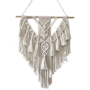 HARWAVE Boho Macrame Wall Hanging & Wall Decor, Cotton Handmade Tapestry with Tassel, Woven Macrame Wall Art for Decorating Bedroom Living Room Apartment Nursery (Brown)