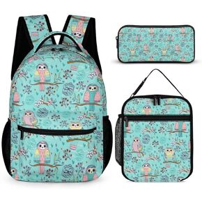 Owl School Backpack for Kids Girls Boys, 16 Inch Cute Owls Themed Bookbag, Personality School Backpack for Students Children, Lightweight, Large Capacity