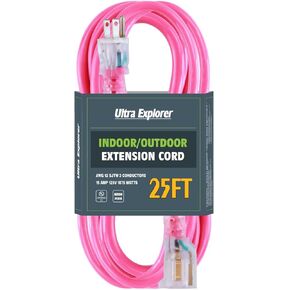 3 FT Outdoor Extension Cord with Lighted End - 12/3 Gauge Heavy Duty Extension Cord, 3 Prong Grounded Power Extension Cord, Black, 15 AMP, SJTW