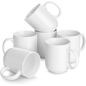 DOWAN 20 Oz Coffee Mugs Set of 6, Large White Coffee Mugs With Handles, Ceramic Coffee Cups for Coffee, Tea, Hot Cocoa, Large Mugs for Women Men, Party, DIY Gifts, Wedding Gifts