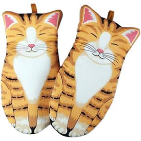 Oven Mitts Kitchen Cooking Baking Heat Resistant Cat Glove, 1 Pair Claw