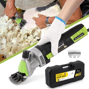 CGOLDENWALL 850W Sheep Shears Electric Sheep Clipper Professional Farm Livestock Shearing Machine Grooming Kit Heavy Duty Animal Hair Cutting, 13-Straight-Teeth Blade 110V