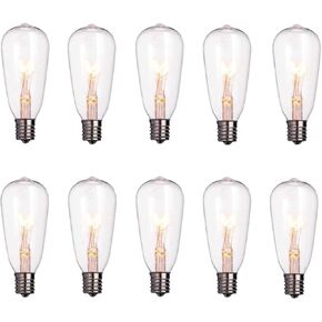 10-Pack Edison Light Bulbs ST40 Clear Replacement Bulbs-7 watts 120 Volts E17 Screw Base for Outdoor Indoor Patio Edison String Lights-Clear