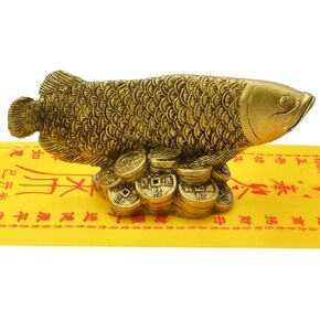 Fengshui Wealth Arowana Fish Lucky Fish Statue Figurine Decoration+ Wealth Amulet and Free Red String Bracelet D1014