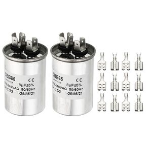 PATIKIL 6uf 6MDF 370/440VAC Fan Start Capacitor,2Pcs CBB65 Circular Run Capacitor for Air Conditioner Cool Heat Pump Condenser Straight with Wire Connecting Terminal